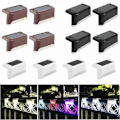 Miniatyrbild 4 av 4: 4-pack Solcellsdäckslampor LED Solcellstrapplampor Vattentäta Staketlampor för Utomhustrappor Staket Svart Kallt Ljus