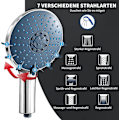 Miniatyrbild 2 av 5: Duschhuvud handdusch, stort duschhuvud vattenbesparande högtryck duschhuvud krom universellt duschhuvud, 7 olika strålslag dusch, ekonomiskt