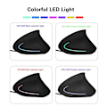 Miniatyrbillede 4 af 5: Ergonomisk lodret mus med LED-belysning - 1200-3200 DPI - 6 knapper - Sort