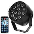Miniatyrbilde 8 av 8: 12 LED-brikker Spotlight RGB Lydkontroll Scenelys med Fjernkontroll for Fest KTV EU 90-240V