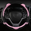 Miniatyrbild 5 av 8: Automatisk rattöverdrag halkfritt kolfiberläder bilskyddsskydd svart rosa