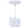 Miniatyrbilde 8 av 8: Leselys for barn TV-stil Base Fleksibel svanehals USB-lading Myk LED Barnebordslampe for studenter Studie Arbeid Blå