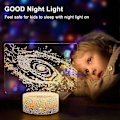 Miniatyrbillede 3 af 4: Børne Natlampe, 3D Solsystem Illusionslampe, 16 Farver Auto Skift Touch Switch 3D Lampe