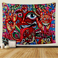 Miniatyrbild 1 av 5: (Ansikte, L / 150x200cm) Psykedelisk Arabesque Tapestry Väggbonad Hippie Väggbonad Abstrakt Retro Mönster Tapestries Magisk Fraktal Tapestry för B