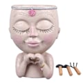 Miniatyrbilde 1 av 8: Ansiktsplanter Pot Resin Love Style Lady Head Sukkulent Planter Kvinne Ansikt Blomsterpotte med Dreneringshull Spader for Innendørs Utendørs Hvit