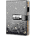 Miniatyrbillede 1 af 2: Læder Journal med Lås, Genopfyldelig Papirbinder Adgangskode Dagbog, Hemmelig A6 Skrive Hardcover Noteb A