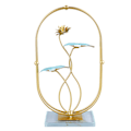Miniatyrbild 7 av 8: Järnlotusbladsprydnad med glasbas Utsökt elegant metallblad Skulptur Statyfigurer för heminredning