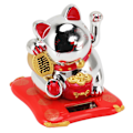 Miniatyrbild 4 av 8: Solcells driven vinkande katt rikedom välkomnande sol söt lycklig katt förmögenhet katt staty prydnad för hem bil dekor välsignelse väska silver