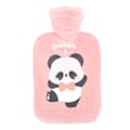 Miniatyrbilde 1 av 8: Varmtvannsflaske 1000ml Anti-eksplosiv Tykk PVC Plysjdesign Lekkasjesikker Gjenbrukbar Vannfylt Håndvarmerpose for Vinter Muskel Smerter Feber Rosa