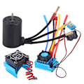 Pikkukuva 1 / 8: 3650 2300KV Vedenpitävä 4-napainen Harjaton Moottori 80A ESC Lämpöalusta Yhdistelmäsetti 1/10 RC-autoon