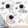 Miniatyrbild 2 av 5: En uppsättning rymdskepps- och astronautväggdekaler för vardagsrum, sovrum, kontor - väggdekor