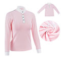 Miniatyrbillede 4 af 8: Høj kvalitet akryl pige børn hestesport T-shirt hest ridning tøj skjorte pink (Manche longue M)