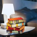Miniatyrbillede 3 af 5: Stained Glass Stabel af Bøger Lampe, Stabel af Bøger Glaslampe, LED Boglampe, Sød Natbordslampe-B5