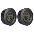 Miniatyrbillede 2 af 8: 2 stk. Mini Digital LCD Termometer Hygrometer Rund Form Temperatur Fugtighedsmåler til Krybdyrboks