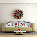 Miniatyrbilde 4 av 4: Sett med 4 Hvite Juleputetrekk Vinter Putetrekk for Hjemmekontor Soverom Sofa 45x45 cm