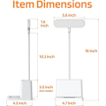 Miniatyrbilde 5 av 5: LED Skrivebordslampe med Penneholder, Skrivebordslys for Datamaskin/Skrivebord - Hvit, Oppladbar, Øye-vennlig, Fleksibel Svanenhals - Nattbordslampe