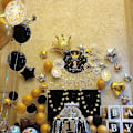 Miniatyrbillede 4 af 4: Sort Guld Fødselsdagsballon, 50 stk. 30 cm Metalliske Sorte Latexballoner Guld Festballoner Guld Konfettiballon til Baby Shower, Fødselsdag, Dimission
