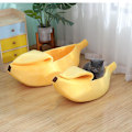 Miniatyrbilde 3 av 5: Innendørs Kattehus Seng, Myk Bananformet Seng for Katt og Hund, Gul, M(55*20*17cm) - for Kjæledyr under 2.5kg