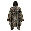 Miniatyrbild 1 av 7: Kamouflage Regn Poncho 3D Löv Ghillie Poncho Huva Vattentät Camo Regnrock för Barn Vuxna Utomhus Camping Vandring