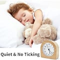 Miniatyrbild 2 av 4: Väckarklocka Batteridriven Snooze-funktion Väckarklocka Rese Trä Ljusande Analog Väckarklocka Tyst Ingen Tickande Nålklocka Stigande Ljudlarm - L