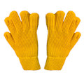 Miniatyrbilde 2 av 8: Vinterhansker 2 Finger Eksponert Design Akryl Fleece Ren Farge Lange Vinterstrikkede Hansker for Utendørs Innendørs Gul