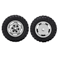 Pikkukuva 1 / 8: 2 kpl/setti 55 mm metalliset vanteet ja renkaat Axial SCX24 1/24 RC-autoon, hopeanväriset