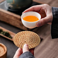 Miniatyrbillede 4 af 5: 6 stk./ Drikke brikker sæt rundt bordservice rattan væv diameter 8 cm