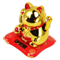 Miniatyrbilde 8 av 8: Solcelledrevet vinkende katt rikdom velkommende sol søt lykkelig katt formue katt statue ornament for hjem bil dekor velsignelse pose gull