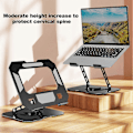Miniatyrbillede 2 af 5: Laptop Stand med 360-graders rotationsbase, robust konstruktion, justerbar højde og vinkel, foldbart design, laptop holder, sort
