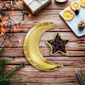 Miniatyrbilde 6 av 7: Ramadan serveringsbrett med halvmåne og stjerne matbrett muslimsk islam Mubarak matbrett for festdekorasjon