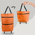 Miniatyrbillede 5 af 5: Foldbar Orange Indkøbsvogn med Hjul