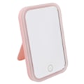 Miniatyrbilde 7 av 8: Opplyst sminkespeil Rosa LED Touch Control Firkantet speil Skrivebordsutfylling Justerbar lysstyrke Rotativt sminkespeil