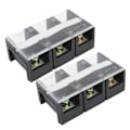 Miniatyrbilde 1 av 8: 2stk Wire Barrier Block Terminal Strip 600V 100A TC Fast Jern Dual Rader Terminal Strip med deksel Svart 3 Posisjoner (1003)