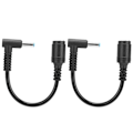 Miniatyrbilde 1 av 8: 2 stk strømadapter-omformerkabel 7,4x5,0 mm hunn til 4,5x3,0 mm bøyd hannspiss med pinne for HP Ultrabook