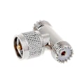 Miniatyrbillede 1 af 5: T Formet Uhf Han Pl259 Til 2 Uhf Hun So239 Triple Rf Konnektor 3-vejs Koaksial Adapter