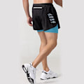 Miniatyrbild 4 av 4: Dubbelskiktade sportsshorts för män - Mångsidiga sommar 2-i-1 strandkläder för jogging och gymträning XXL Grå