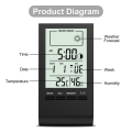 Miniatyrbillede 3 af 5: Sort LCD indendørs digitalt termo-hygrometer termometer