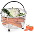 Miniatyrbillede 2 af 5: Indkøbskurv Dampskål i rustfrit stål med silikonehåndtag Grøntsags- og frugtdrænkurv til trykkoger Instant Pot (tilfældig farve)
