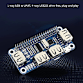 Miniatyrbilde 4 av 5: 4 Ports USB Hub Hat For USB2.0/1.1 Onboard USB Til UART Onboard
