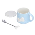 Miniatyrbillede 5 af 8: 400 ml sød sløjfe keramisk te mælk vand kop kaffe krus med låg rustfrit stål ske til hjemmet ferie gaver blå