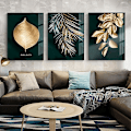 Miniatyrbild 4 av 5: Set med 3 Design Väggaffischer Skog Guldblad Palm Träd Ramlös Väggkonst Dekor För Vardagsrum