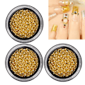 Pikkukuva 6 / 8: 3 Box Nail Art Muodikas teräspallokynsi Tee itse metalliset mikrohelmet manikyyrityökaluGZ10