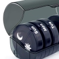 Miniatyrbilde 3 av 5: Rundt mini pilleetui Fuktsikkert 14 roms medisineske Bærbart plastikk pilleetui for 1 uke Morgen kveld All Black