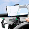 Miniatyrbillede 1 af 5: Multifunktionel instrumentbræt biltelefonholder med 360 justerbar fjederklemme, egnet til 3-7 tommer smartphones (sort-grøn)