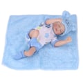 Miniatyrbild 8 av 8: 10-tums nyfödd babydocka set tvättbar emulational mjuk vinyl sovande babydocka med kläder filt Garçon bleu