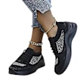 Miniatyrbillede 1 af 3: Rhinestone Mesh Lace-up Dame Athletic Løbesko 38 Sort
