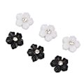 Miniatyrbild 3 av 8: Nail art med 3D-blomma Svart Vit 5 Kronblad Blomma Nagelprydnader för DIY Nageldekoration