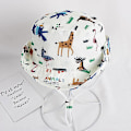 Miniatyrbilde 2 av 5: Barnehage Anti-UV Solhatt - Dyreprint, Bomull, Foldbar - Sommer Vår Strand Fiske Reise - 52cm