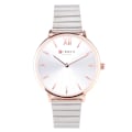 Miniatyrbillede 1 af 4: Vandtæt legering Watch Rund Urskive Analog Display Kvinder Kvarts Kvinder Armbåndsur Rose Gold & White