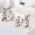 Miniatyrbillede 4 af 5: 4 stk. Sjove Yoga Skelet Figurer Resin Udskæringsstatue Lot Skrivebordsdekoration